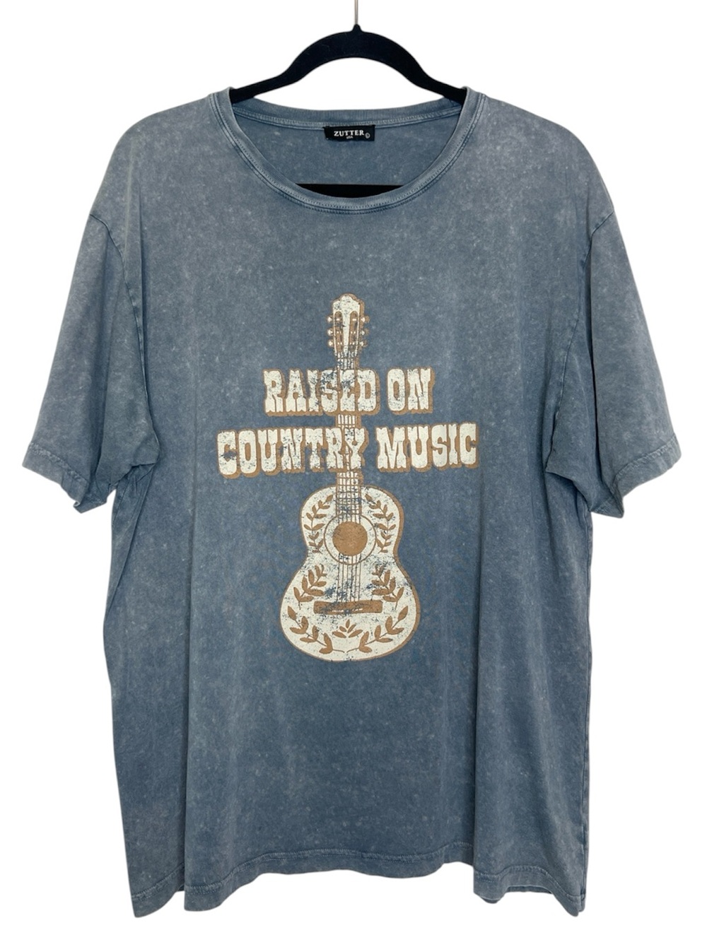 Raised On Country Music mineral wash gray oversized tee size Large